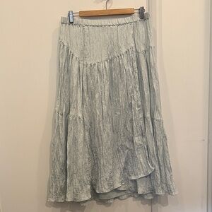 Vince Light Sage Crinkle Tiered Maxi Midi Skirt